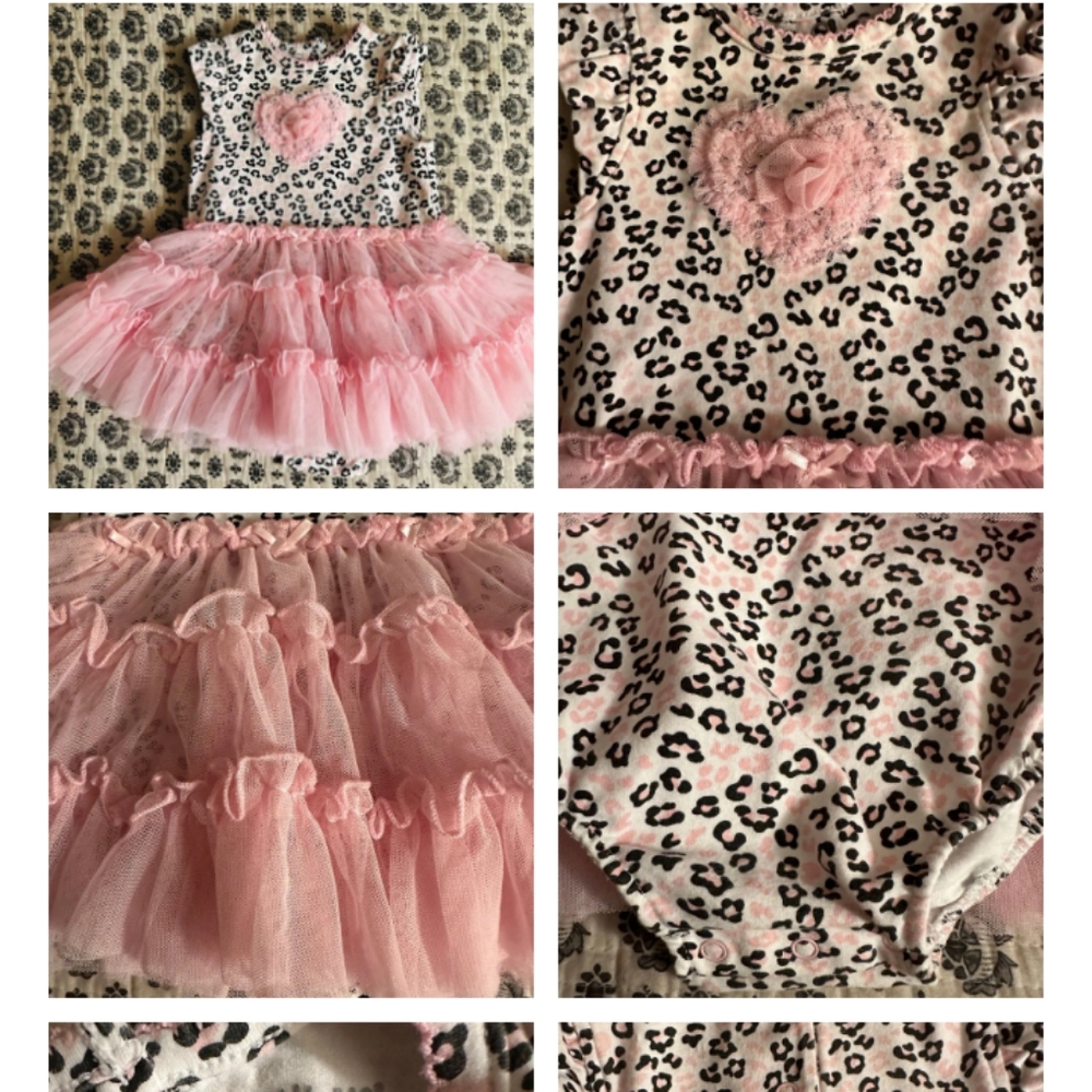 Pink Leopard Print Baby Dress with Tulle Skirt